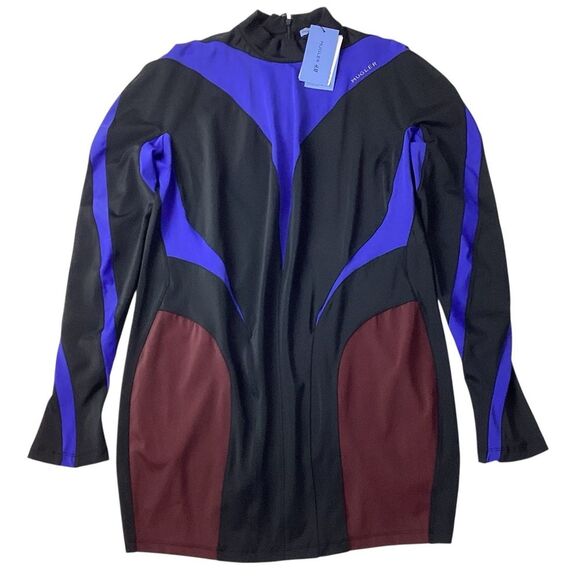 MUGLER x H&M Collab NWT Size XXL Spiral Paneled Mini Dress Colorblocked Bodycon - Picture 4 of 12